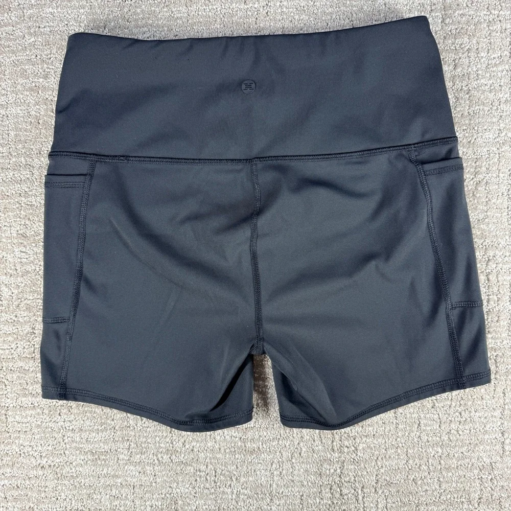 RBX Active Bike Shorts High Waist Side Pockets Black Medium Womens Poly Blend